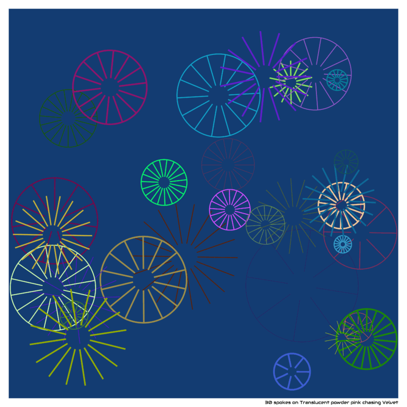 30 spokes on Translucent powder pink chasing Velvet