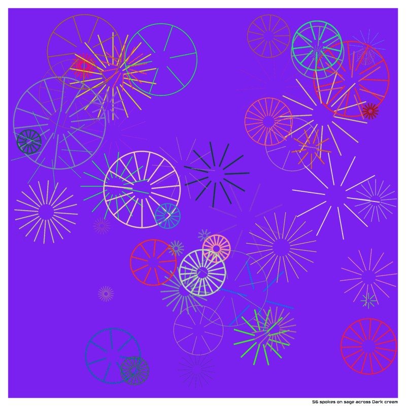 56 spokes on sage across Dark cream