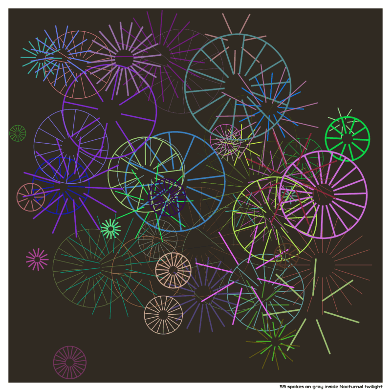 59 spokes on gray inside Nocturnal twilight