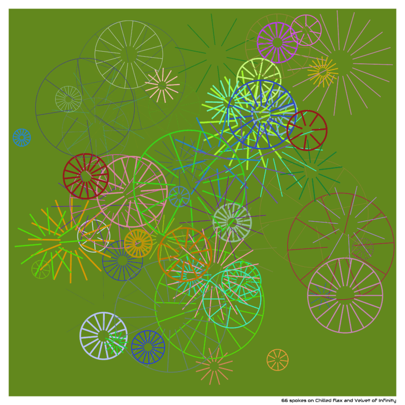 66 spokes on Chilled flax and Velvet of Infinity