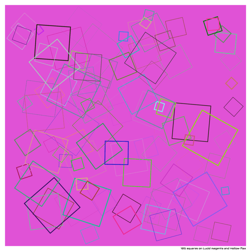 105 squares on Lucid magenta and Hollow flax