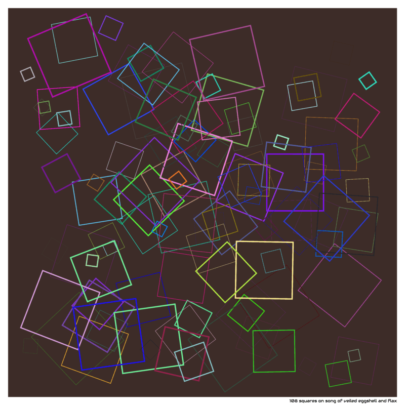 108 squares on song of veiled eggshell and flax
