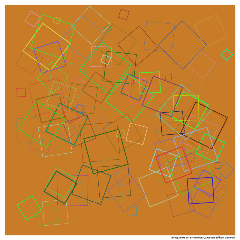 111 squares on strawberry across Silken caramel