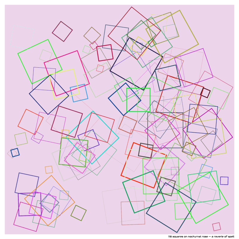 118 squares on nocturnal rose — a reverie of spell
