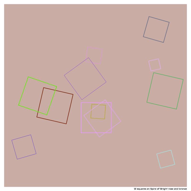 12 squares on Spire of Bright rose and bronze