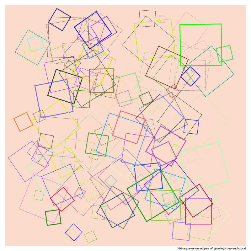 120 squares on eclipse of glowing rose and cloud