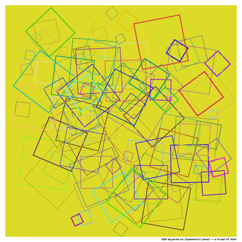 120 squares on Opalescent peach — a Pulse of Wish