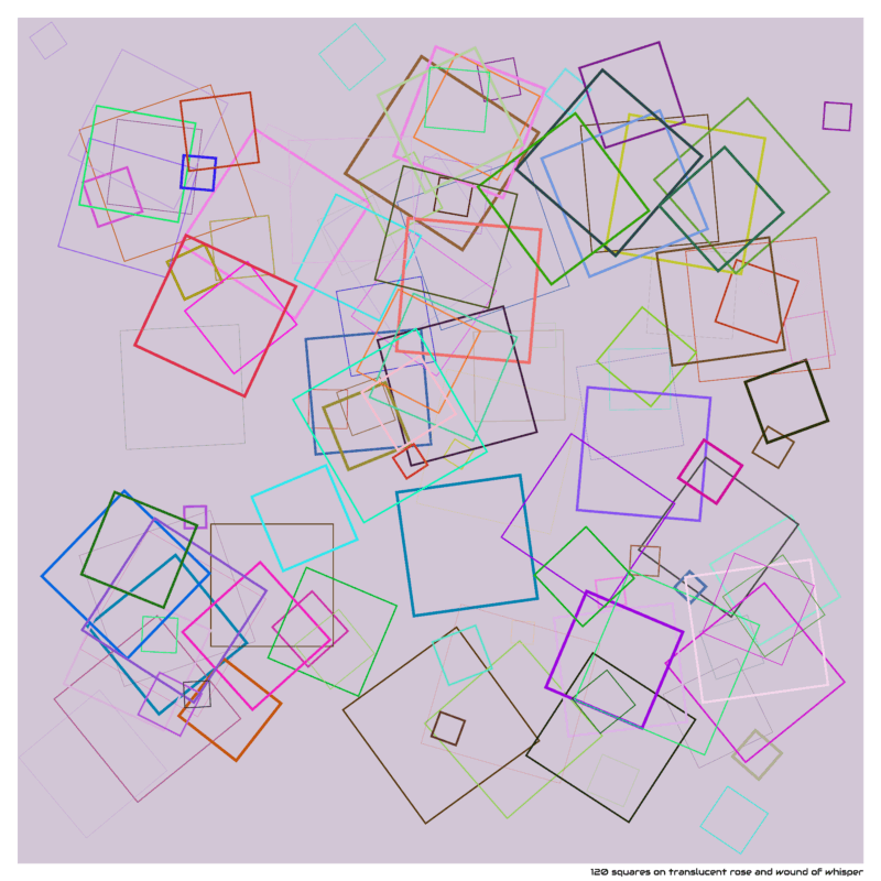 120 squares on translucent rose and wound of whisper