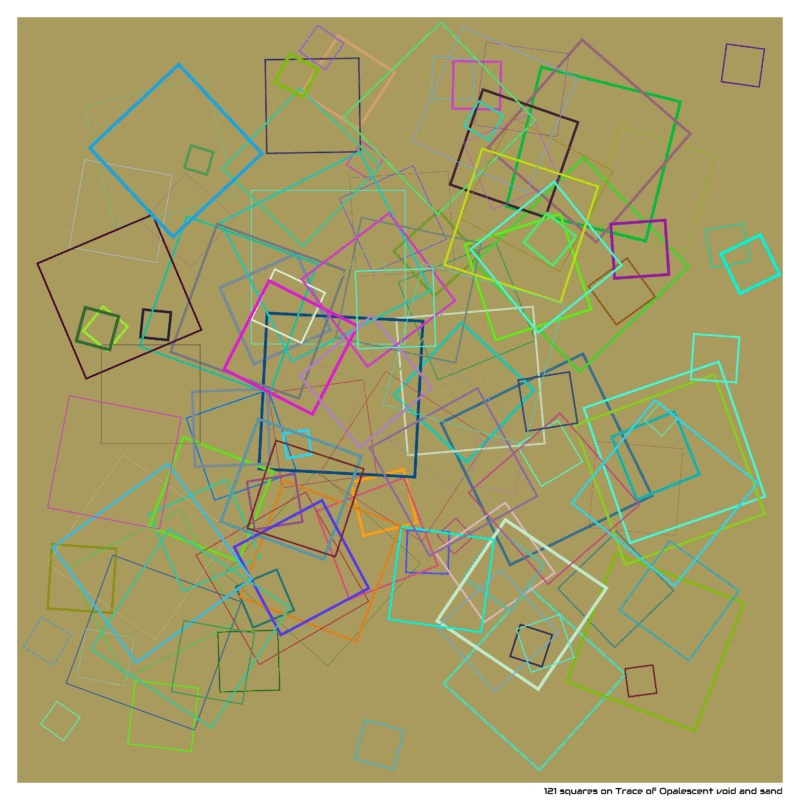121 squares on Trace of Opalescent void and sand