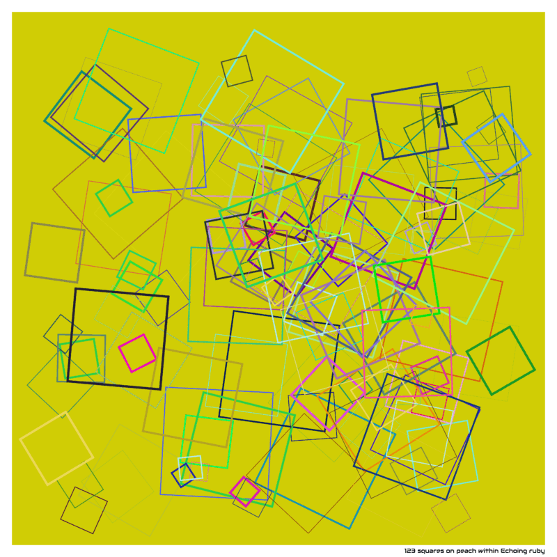 123 squares on peach within Echoing ruby