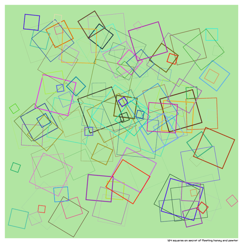 124 squares on secret of fleeting honey and pewter
