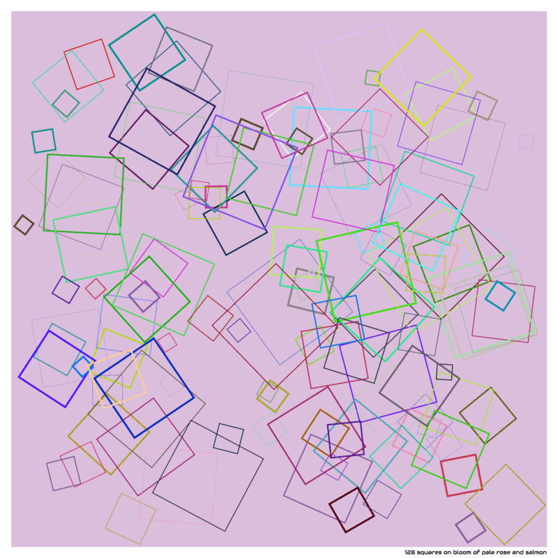 128 squares on bloom of pale rose and salmon