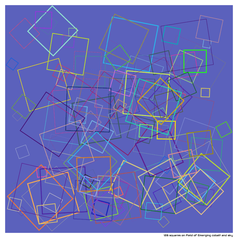 128 squares on Field of Emerging cobalt and sky