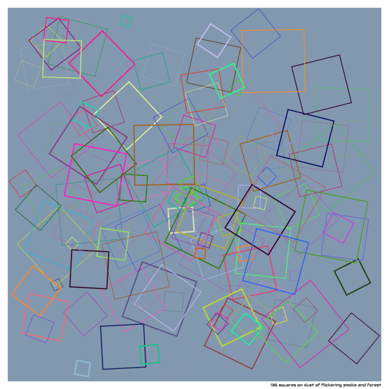 136 squares on dust of flickering smoke and forest