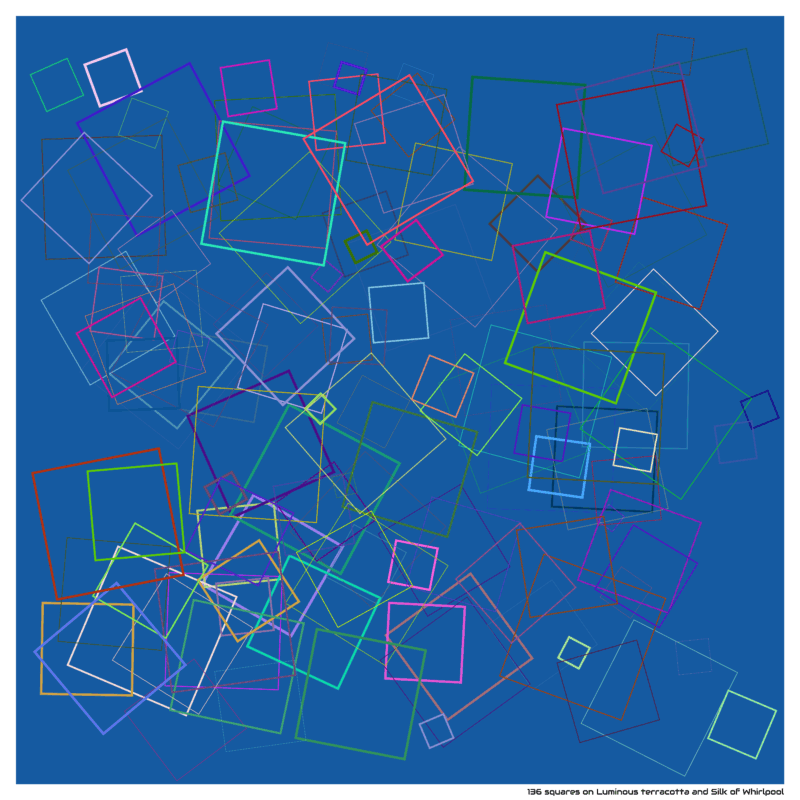 136 squares on Luminous terracotta and Silk of Whirlpool