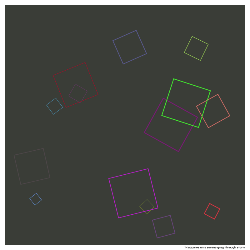 14 squares on a serene gray through storm