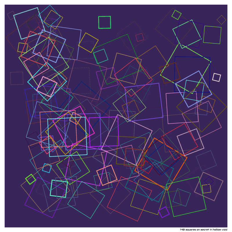 140 squares on secret in hollow void