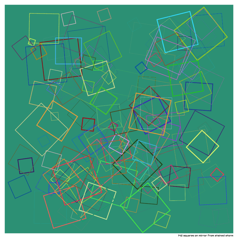 142 squares on mirror from stained storm