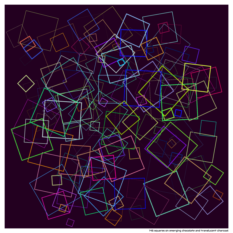 145 squares on emerging chocolate and translucent charcoal