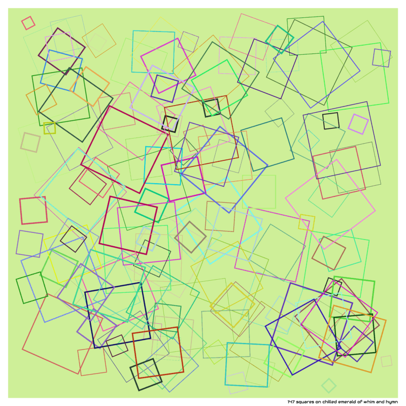 147 squares on chilled emerald of whim and hymn