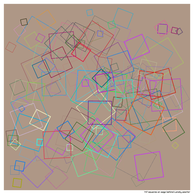 147 squares on sage behind Lonely pewter