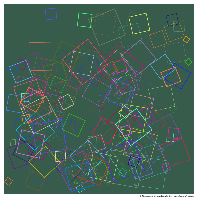 149 squares on golden denim — a return of bloom