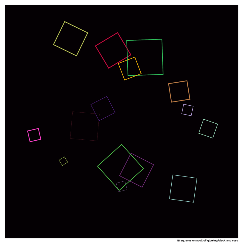 15 squares on spell of glowing black and rose