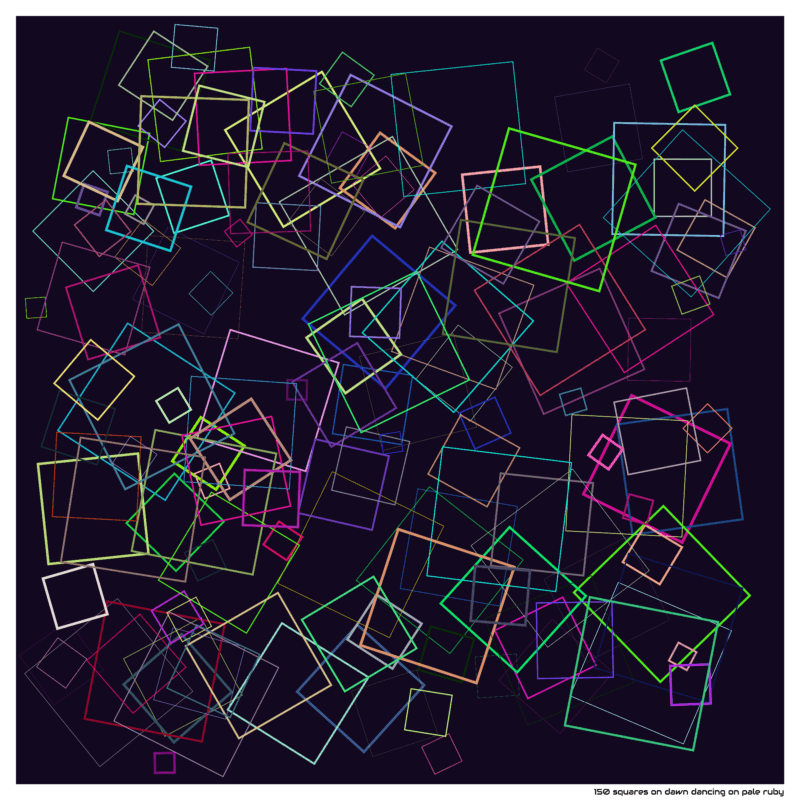 150 squares on dawn dancing on pale ruby
