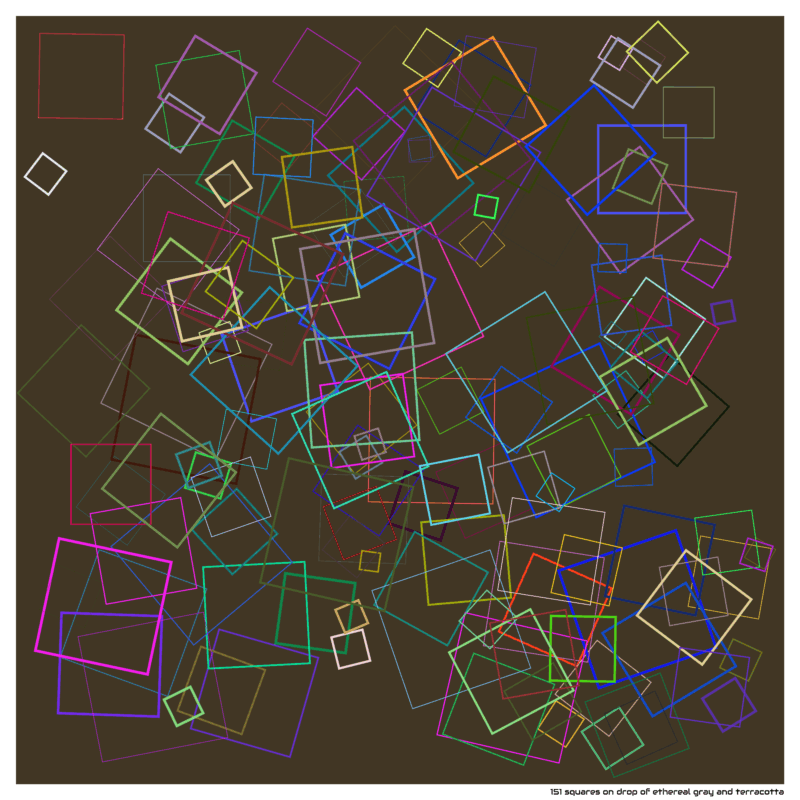 151 squares on drop of ethereal gray and terracotta