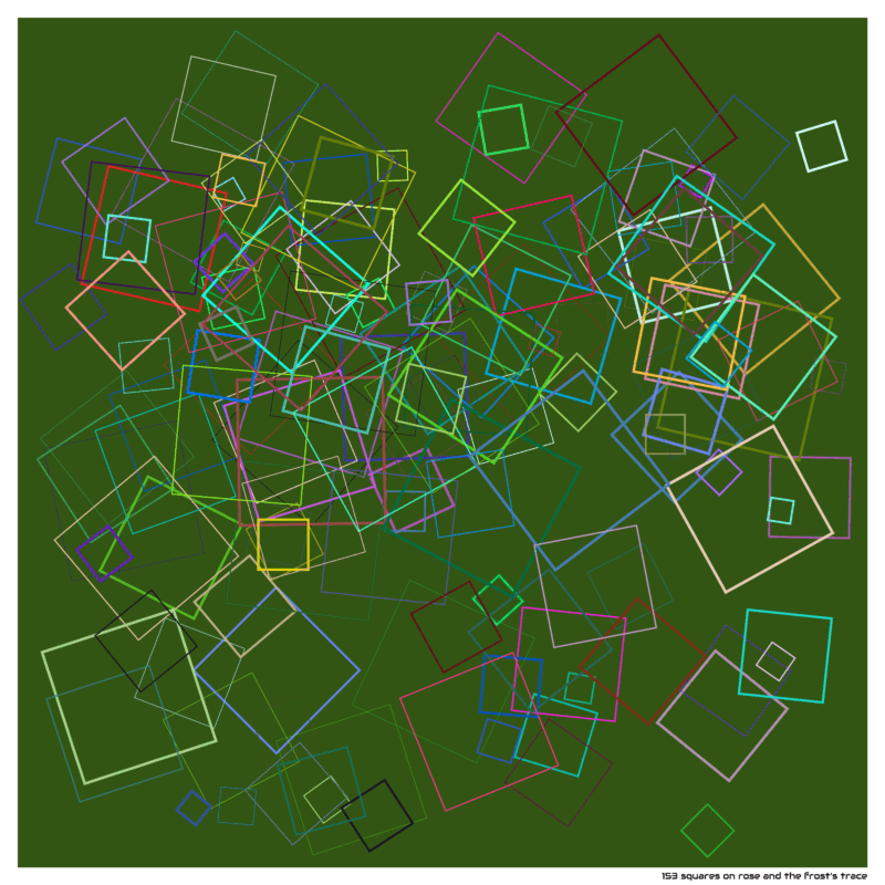 153 squares on rose and the frost’s trace