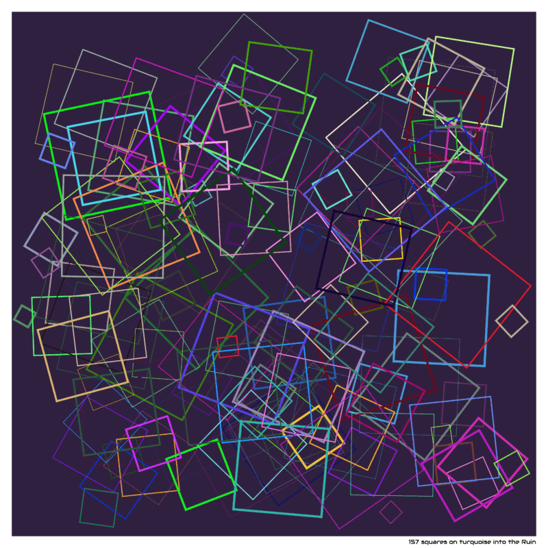 157 squares on turquoise into the Ruin