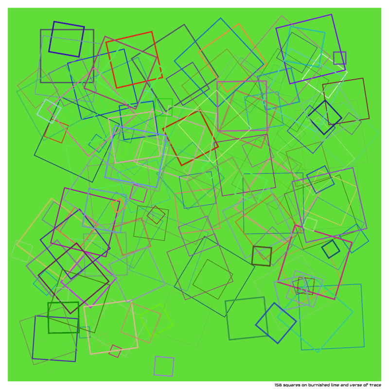 158 squares on burnished lime and verse of trace