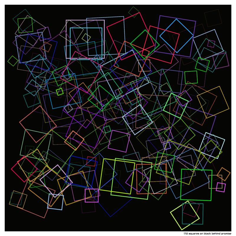 172 squares on black behind promise