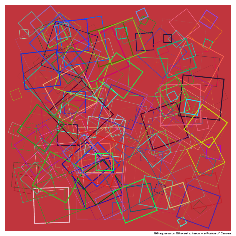 183 squares on Ethereal crimson — a Fusion of Canvas