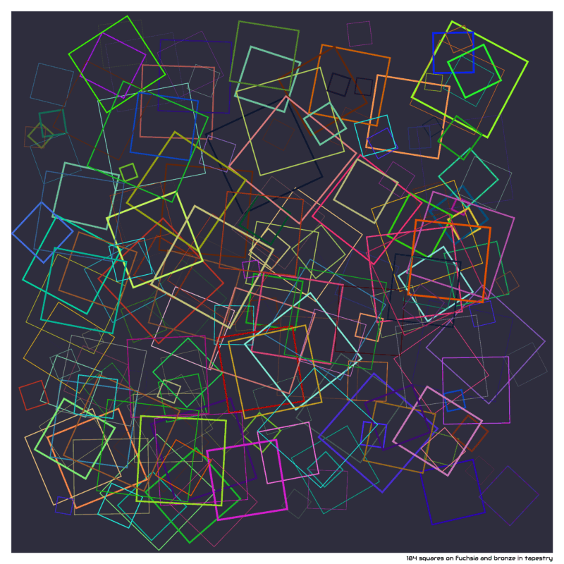 184 squares on fuchsia and bronze in tapestry