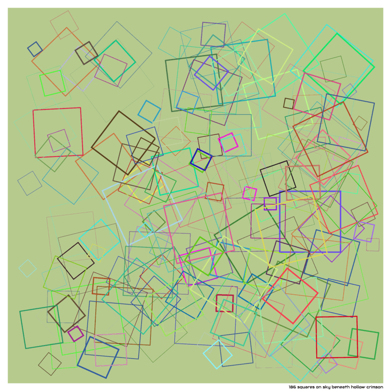 186 squares on sky beneath hollow crimson
