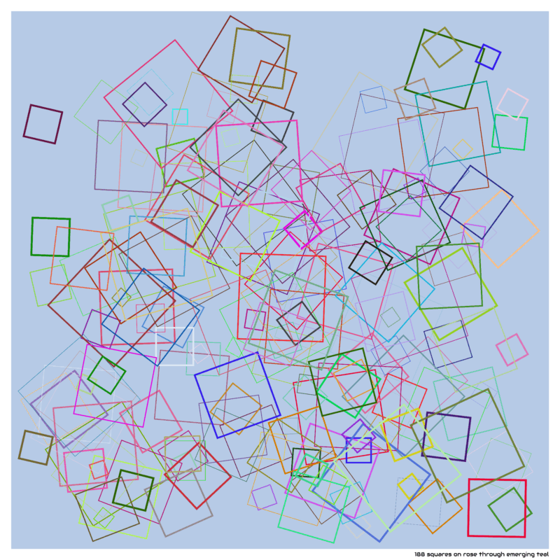 188 squares on rose through emerging teal