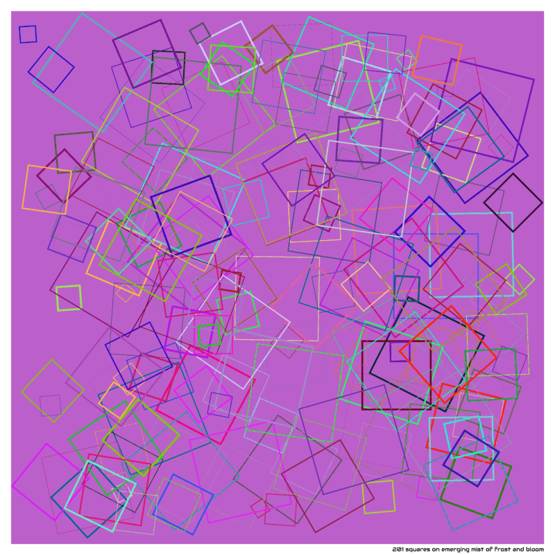 201 squares on emerging mist of frost and bloom