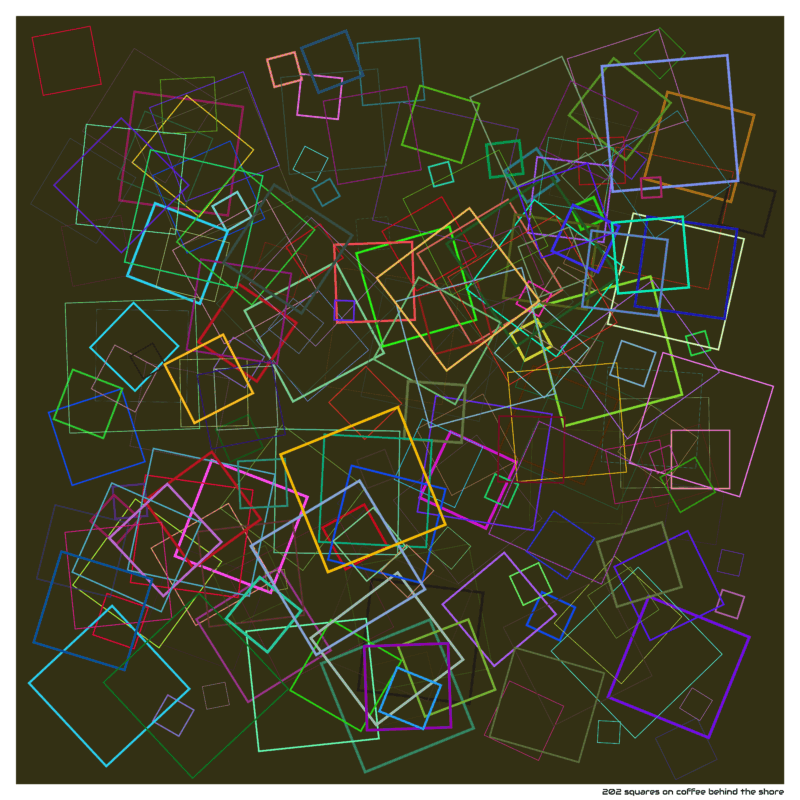 202 squares on coffee behind the shore