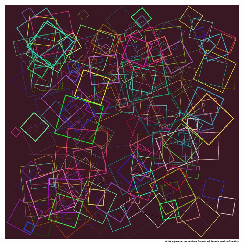 204 squares on mellow forest of bloom and reflection