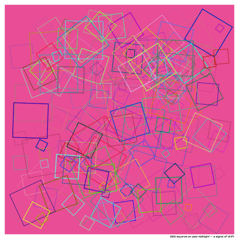 205 squares on pale midnight — a signal of drift