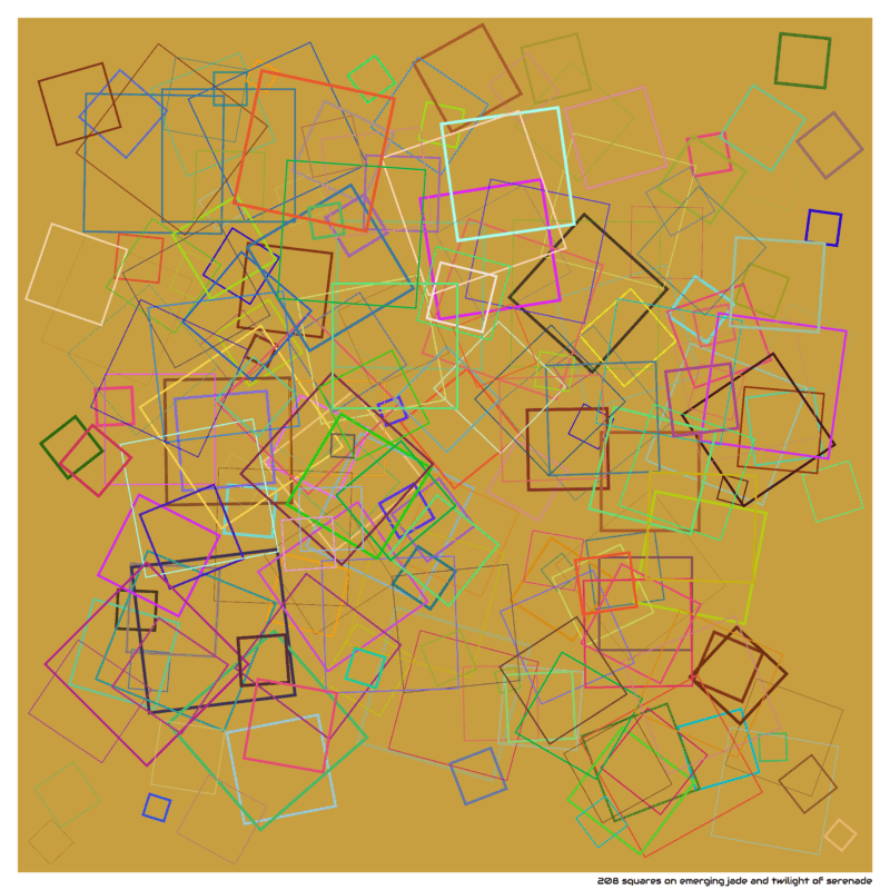 208 squares on emerging jade and twilight of serenade