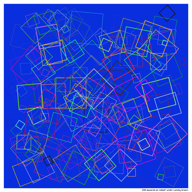 210 squares on cobalt under Lonely brown