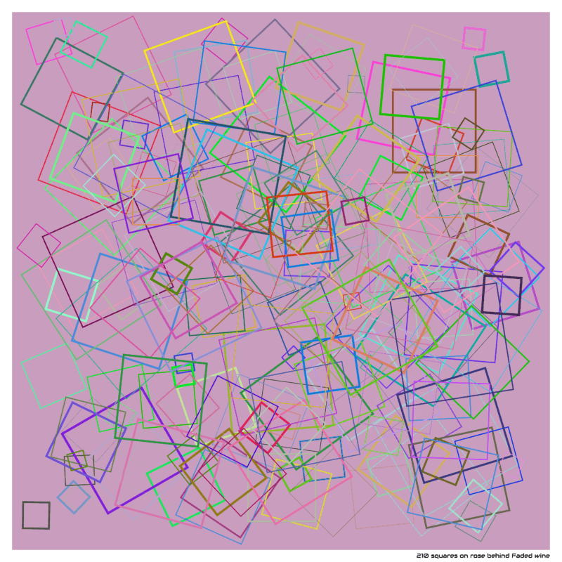 210 squares on rose behind Faded wine