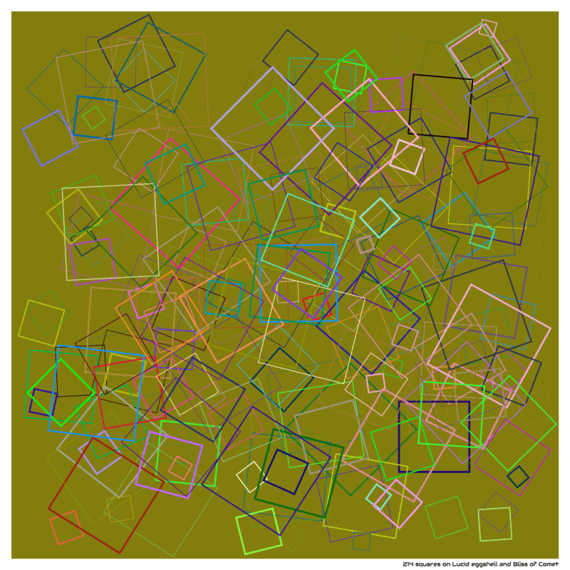 214 squares on Lucid eggshell and Bliss of Comet