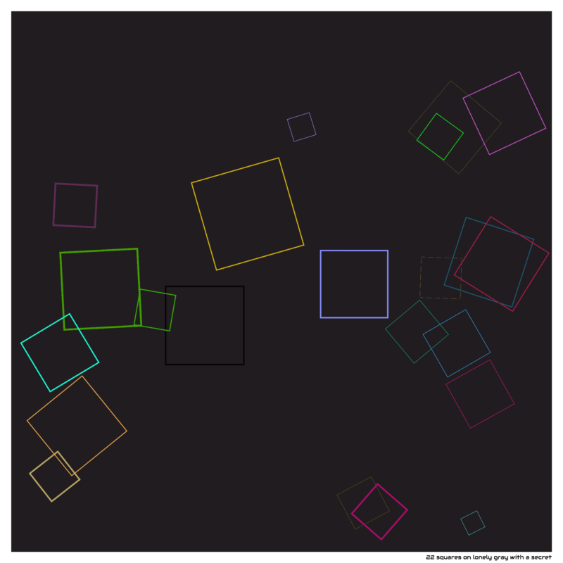 22 squares on lonely gray with a secret
