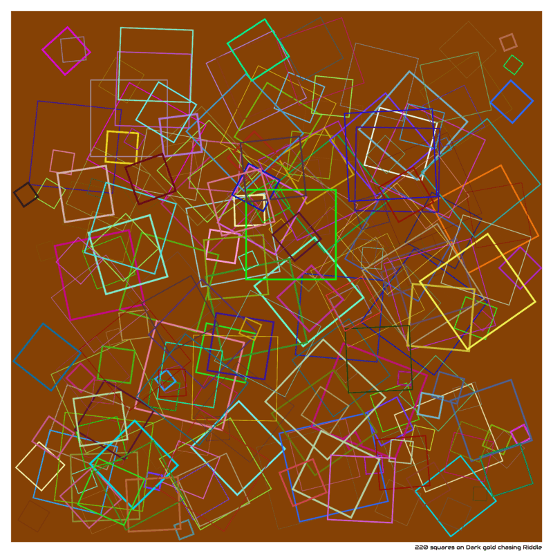 220 squares on Dark gold chasing Riddle