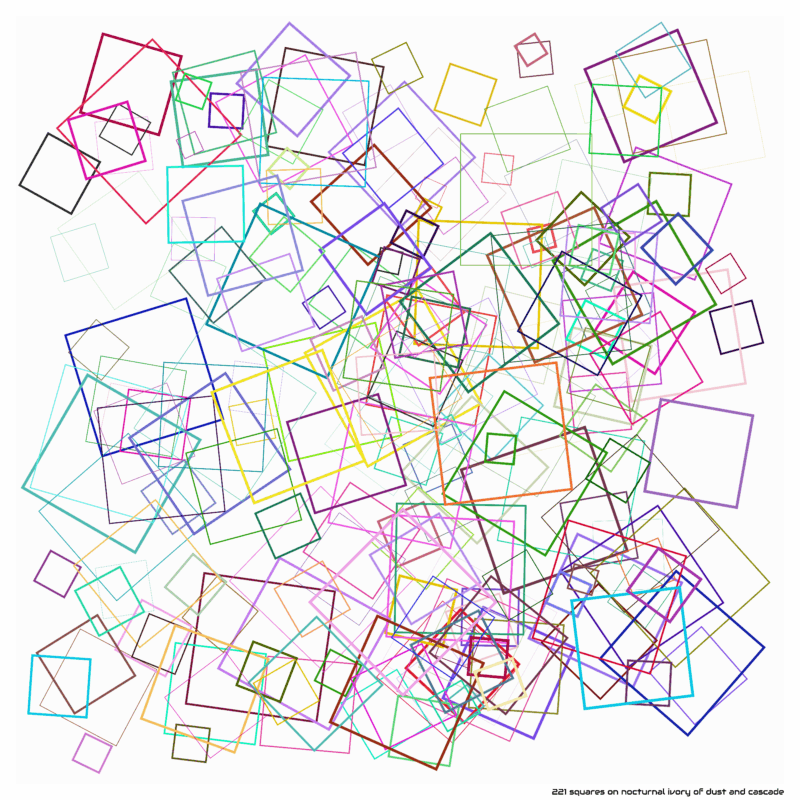 221 squares on nocturnal ivory of dust and cascade