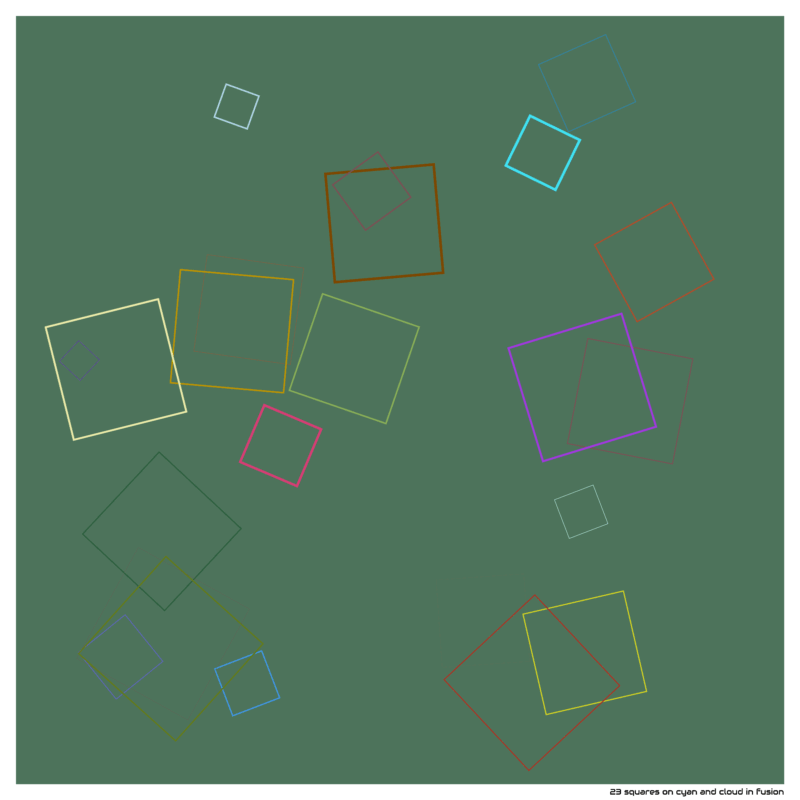 23 squares on cyan and cloud in fusion