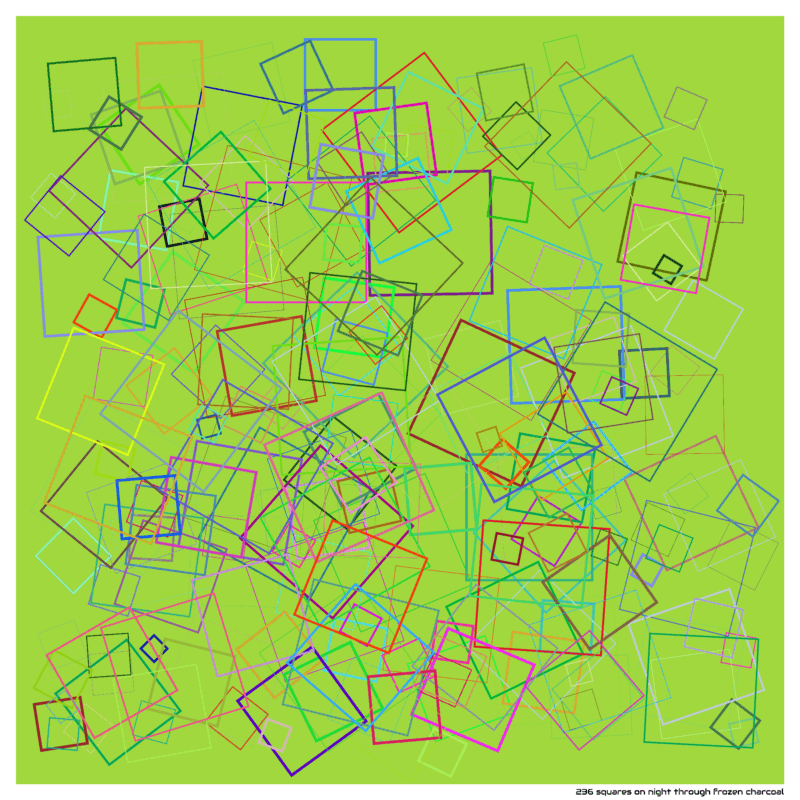 236 squares on night through frozen charcoal